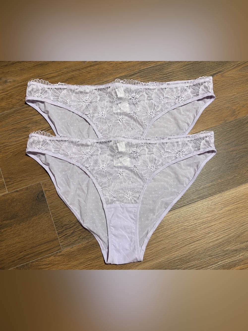 & Other Stories Womens Size 12 Lace Sheer Panty Purple Floral Stretch - Set of 2